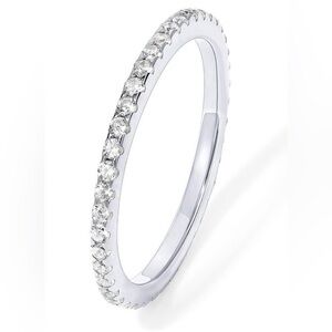 NWT SOLID 14K WHITE GOLD 925 STERLING SILVER SIMULATED DIAMOND ETERNITY RING